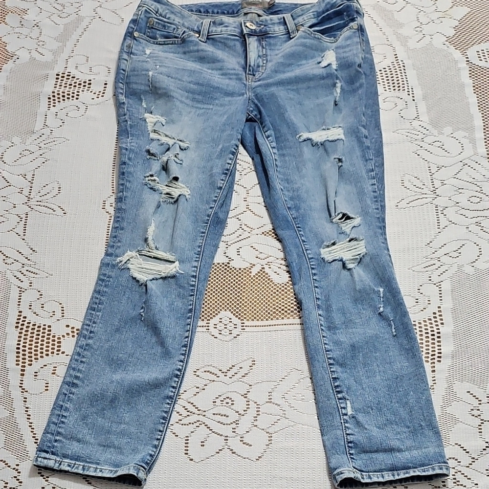 Torrid Blue Skinny Jeans with Natural Distressing